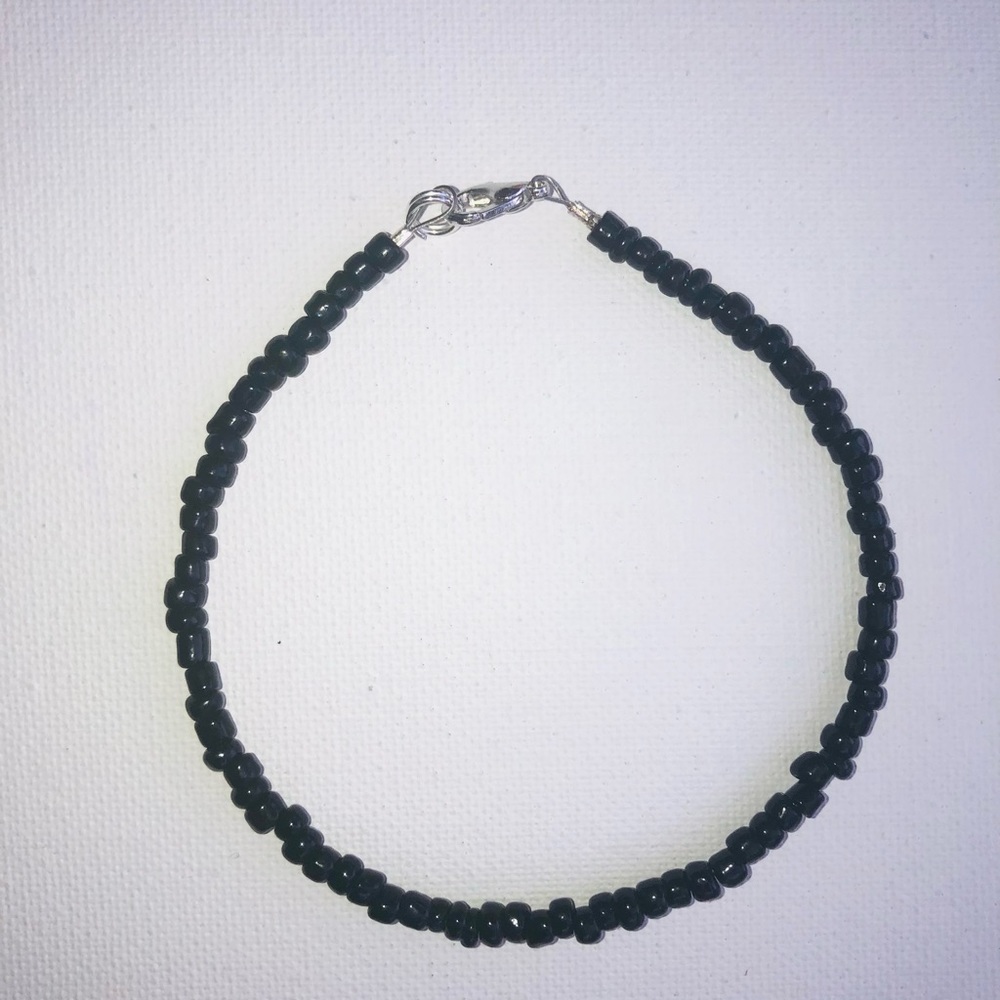 Summer jewelry Black seed bead anklet handmade beaded ankle bracelet for women